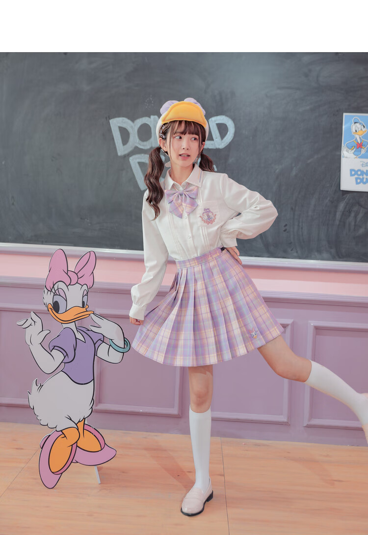 迪士尼联名唐老鸭黛丝原创森女部落jk白衬衫叠穿内搭闺蜜女装唐老鸭