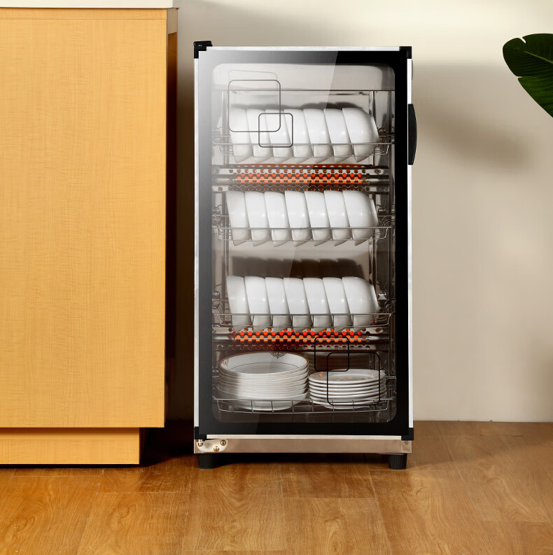 消毒柜家用小型消毒碗筷柜商用立式双门迷你饭店保洁柜厨房58l黑单门2