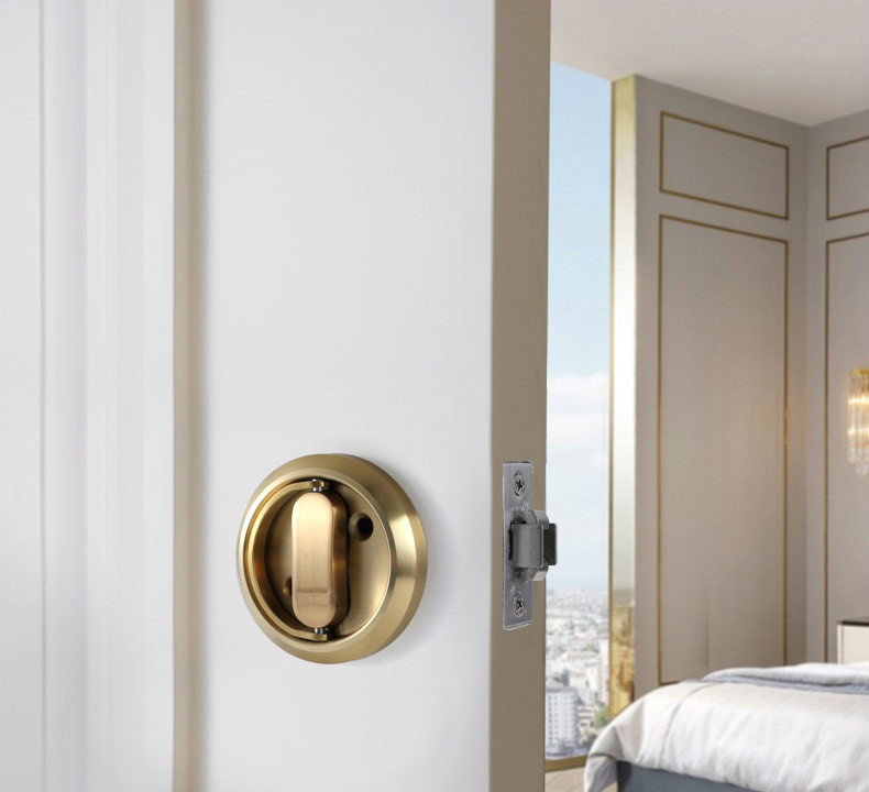 拉环隐形门锁双面暗门锁移门锁带钥匙无把手木门卧室房门室内家用