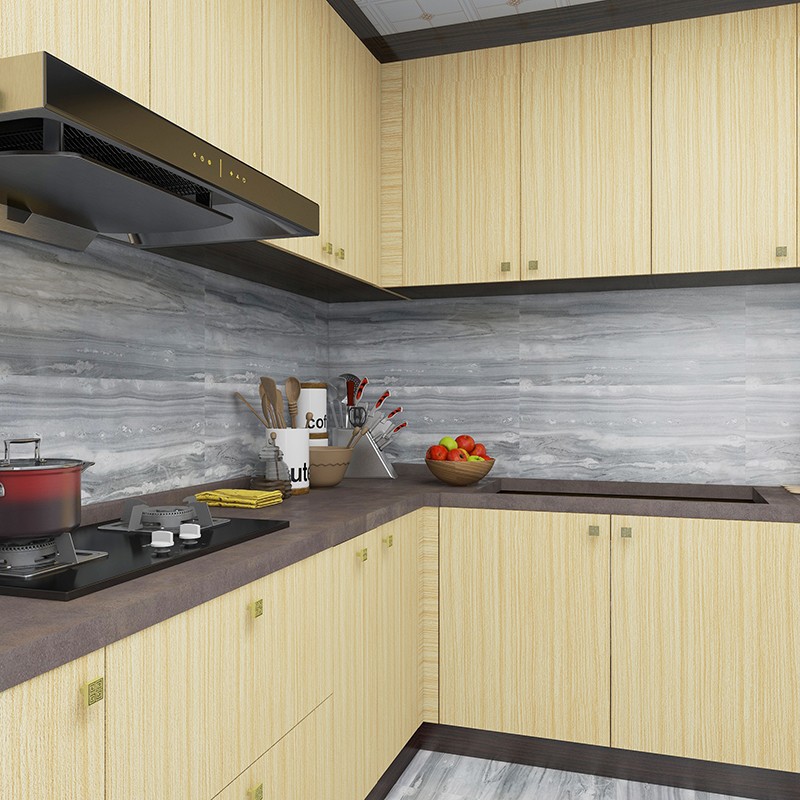 色桌面贴膜防潮墙纸自粘加厚烤漆木纹纯色贴膜白桦木纹宽60厘米长3米