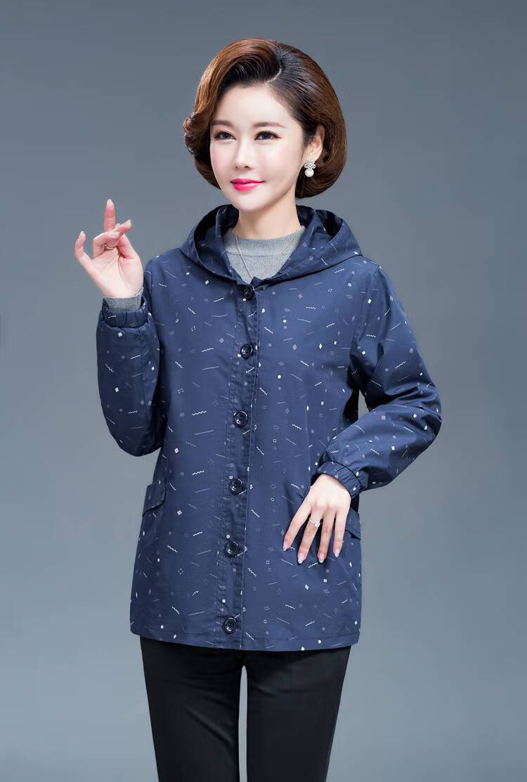 富贵鸟2021棉装春秋外套老年人夹克衫中老年大妈女风衣长袖婆婆装上衣