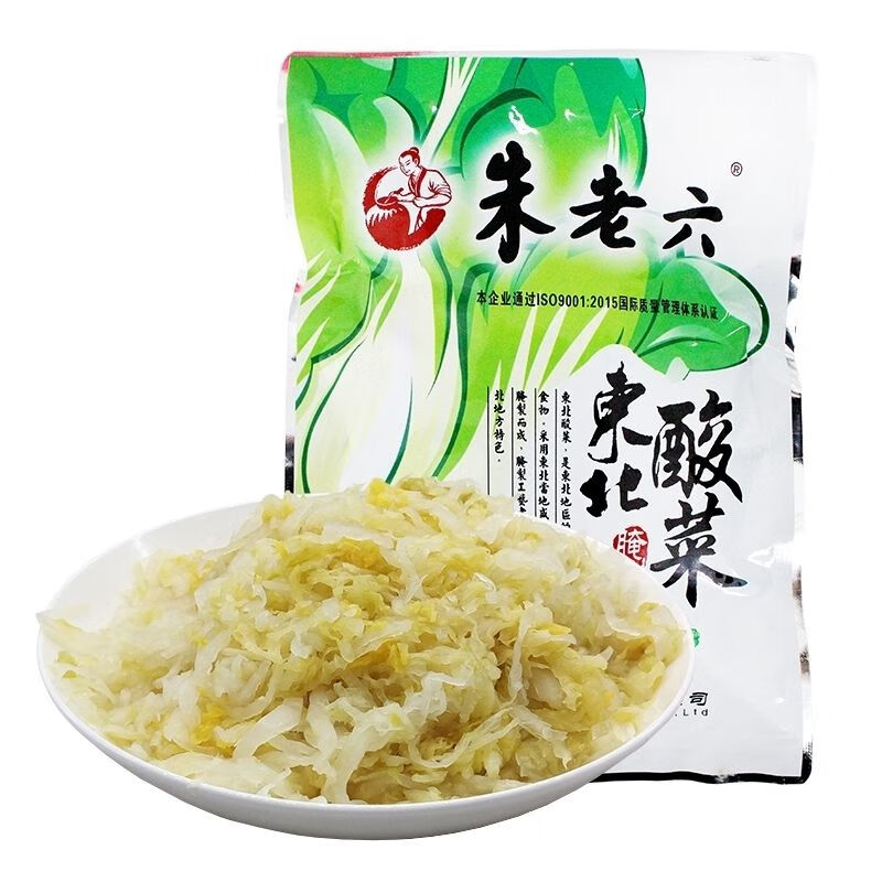 东北酸菜朱老六酸菜东北特产大缸腌制自然发酵500g一袋产地500g10袋