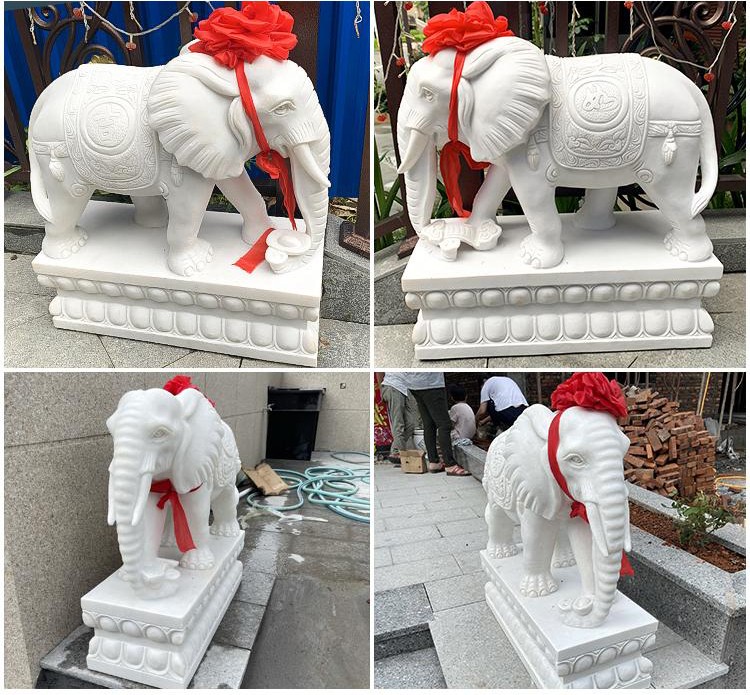 石雕大象一对精 石象子母别墅庭院园林家用门口看门摆件酒店开业天然