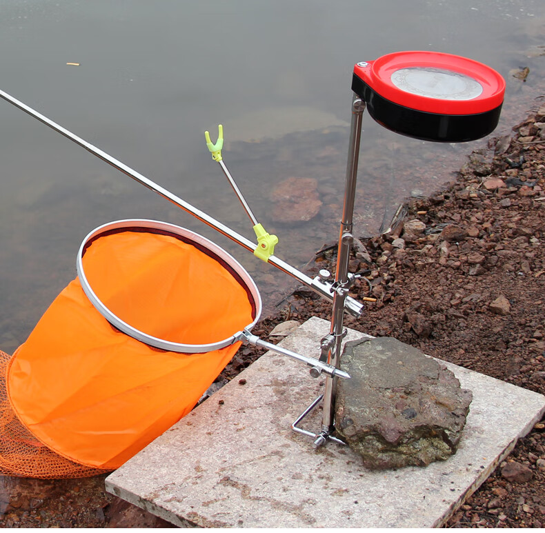 慕雨茜(muyuxi)不锈钢多功能野钓地插支架钓鱼支架炮台饵料盘拉饵盘地