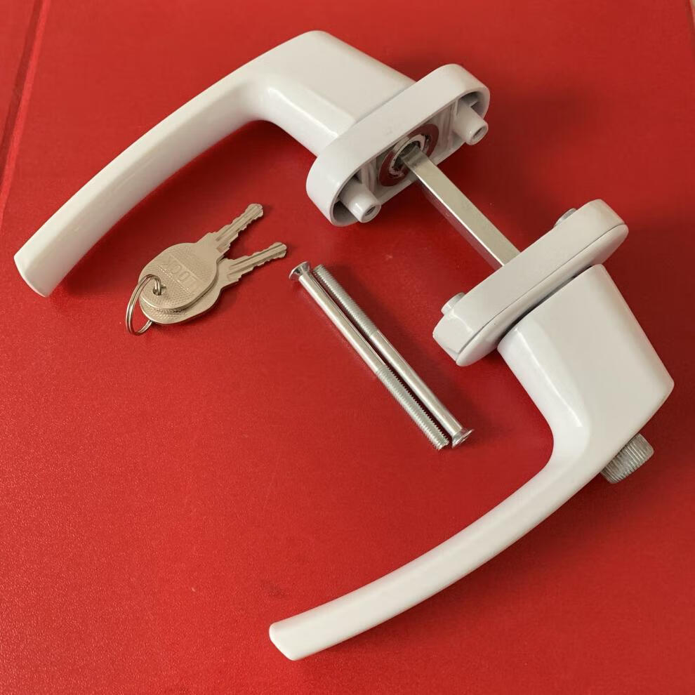 对开传动执手对穿把手带锁带保险平开门窗五金配件塑钢锁门锁