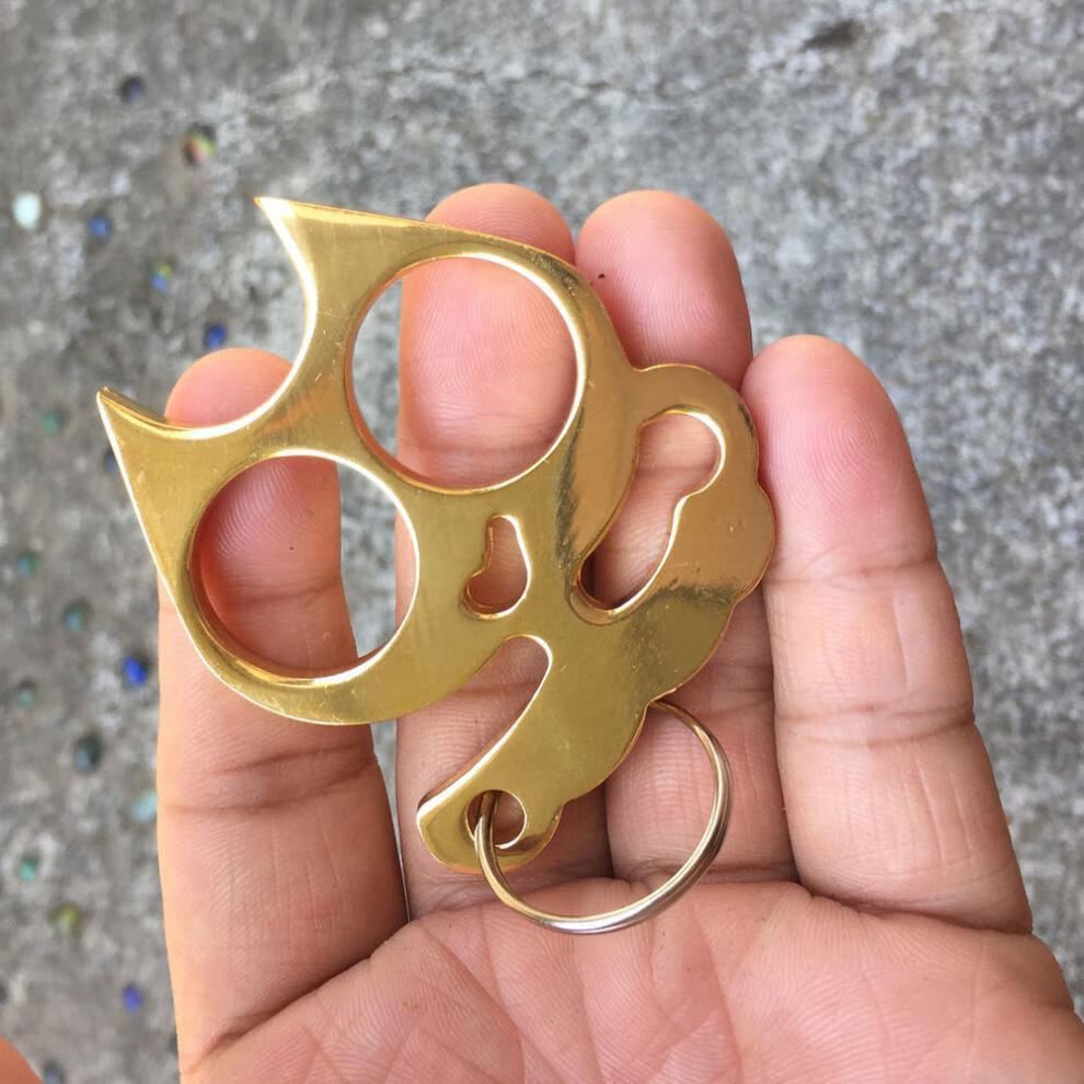 指虎双扣防身用品超萌铁猫小猫扣眼钥匙扣猫耳单指扣黑色一个