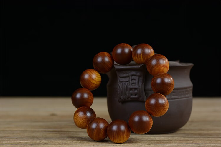 沃韵太行陈化料崖柏手串20男士手链黑油老料佛珠木质文玩饰品情侣首饰