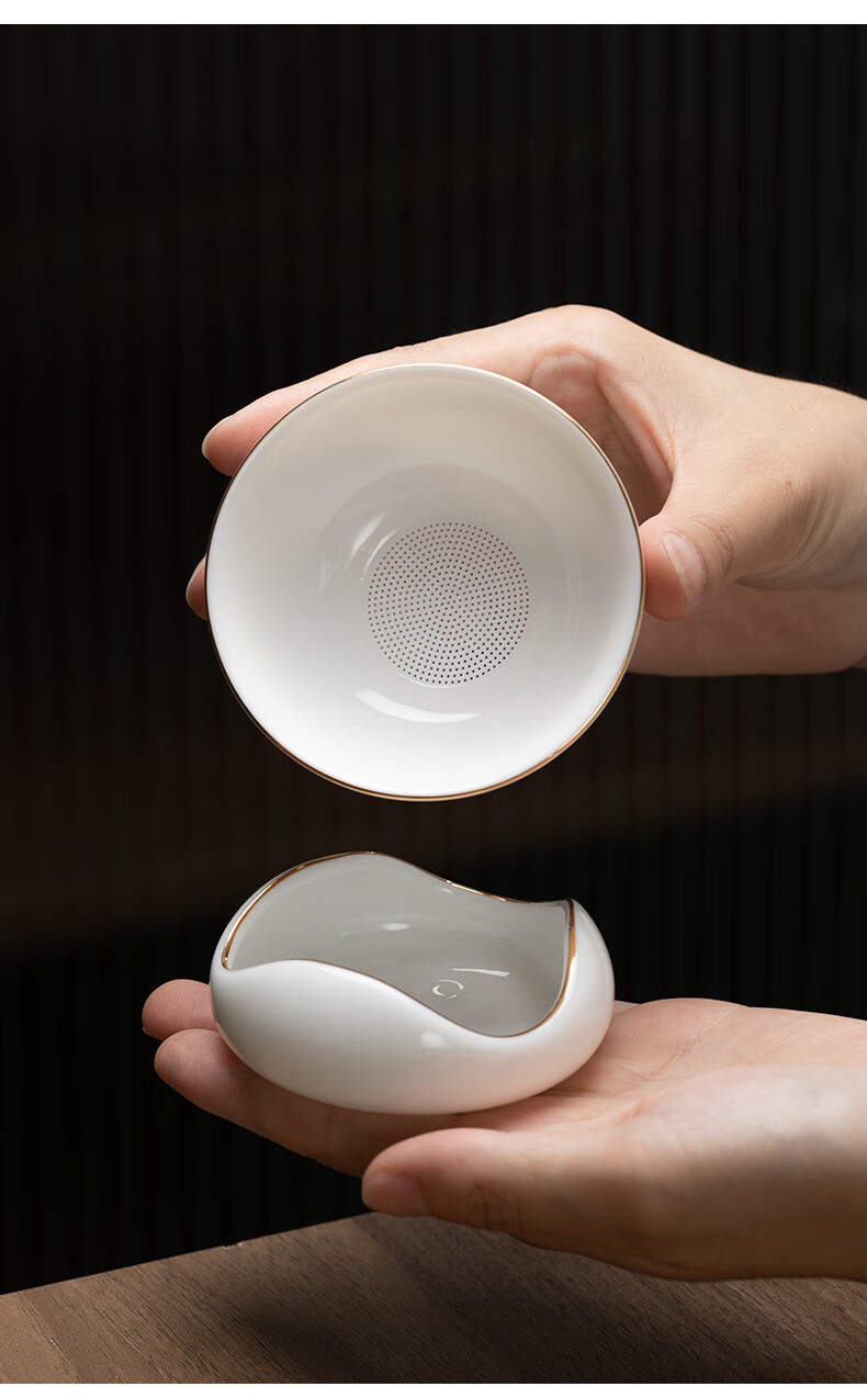 一品仟堂南初羊脂玉瓷陶瓷茶滤功夫茶具配件茶漏网漏斗泡茶过滤器南初