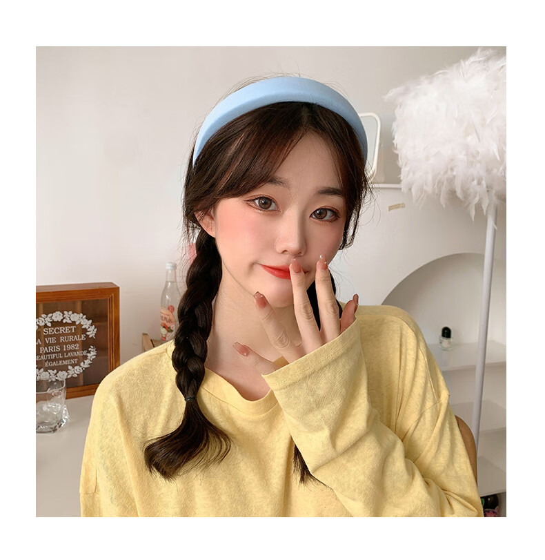 jennie金智妮同款发箍蓝色宽边头箍韩国网红洗脸发卡发带少女头饰
