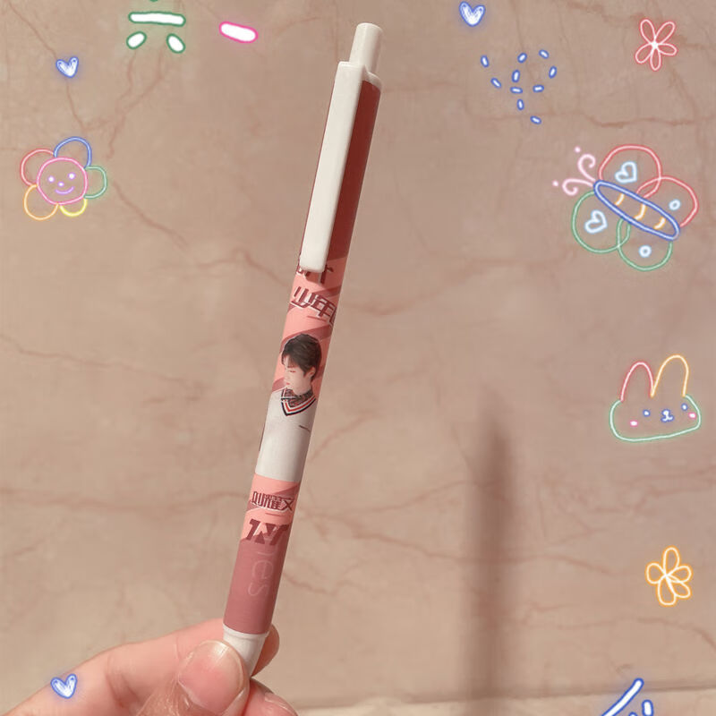 tn时代少年团中性笔周边按动笔学生追星按压笔考试笔 贺峻霖-粉色 6