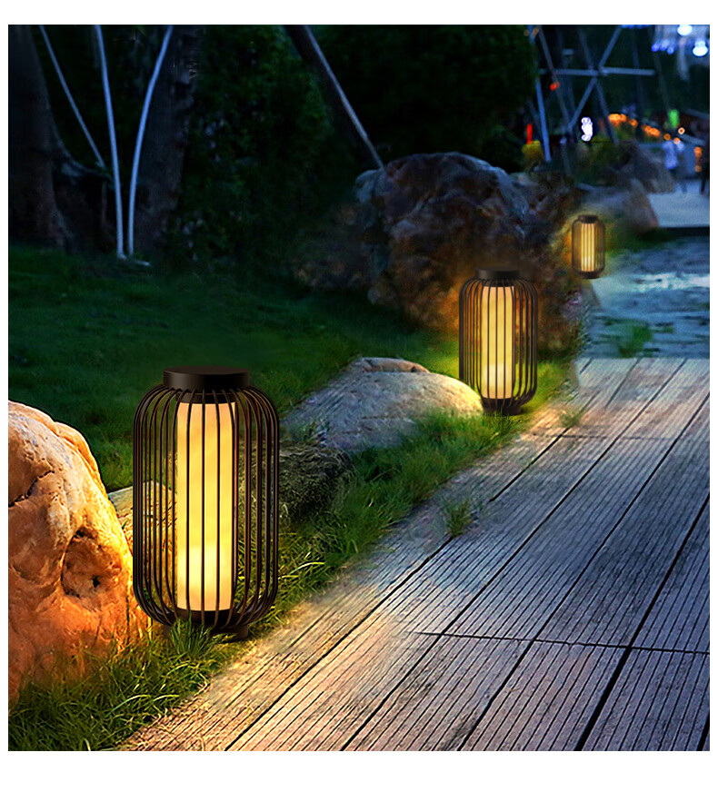 梓然新中式庭院灯户外防水草坪灯别墅花园景观灯公园中式灯笼落地灯 c