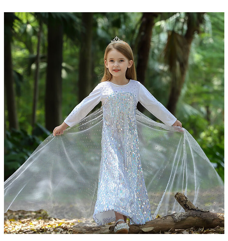 冰雪奇缘2艾莎公主裙爱莎cos服装elsa新款爱沙艾沙 网纱款(单裙子)