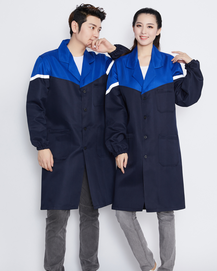 玺柠蓝大褂工作服男仓库搬运服耐脏耐磨防尘搬运工定制logo 上浅灰下