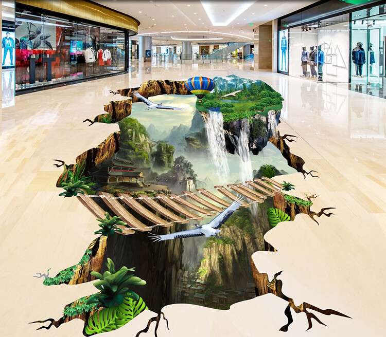 地贴3d立体地砖地贴贴纸创意风景地贴地面装饰水耐磨仿真地砖画13小