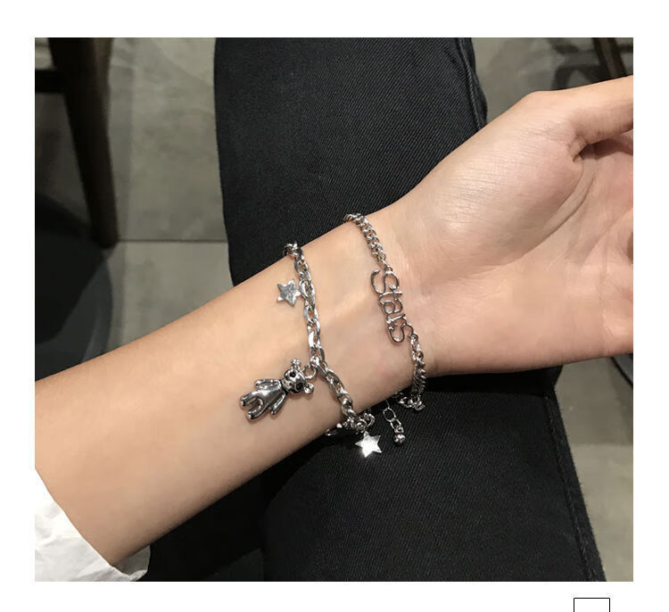 韩国ins原宿风网红同款手链欧美嘻哈手环兔子小熊多层手链饰品潮英文