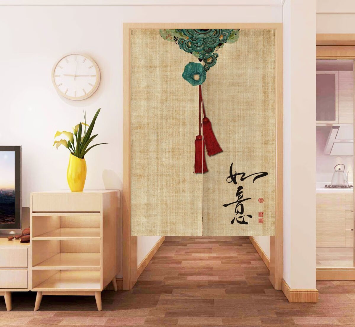 中式门帘子中国风复古禅意布帘客厅玄关隔断帘免打孔卧室厕所挂帘款式