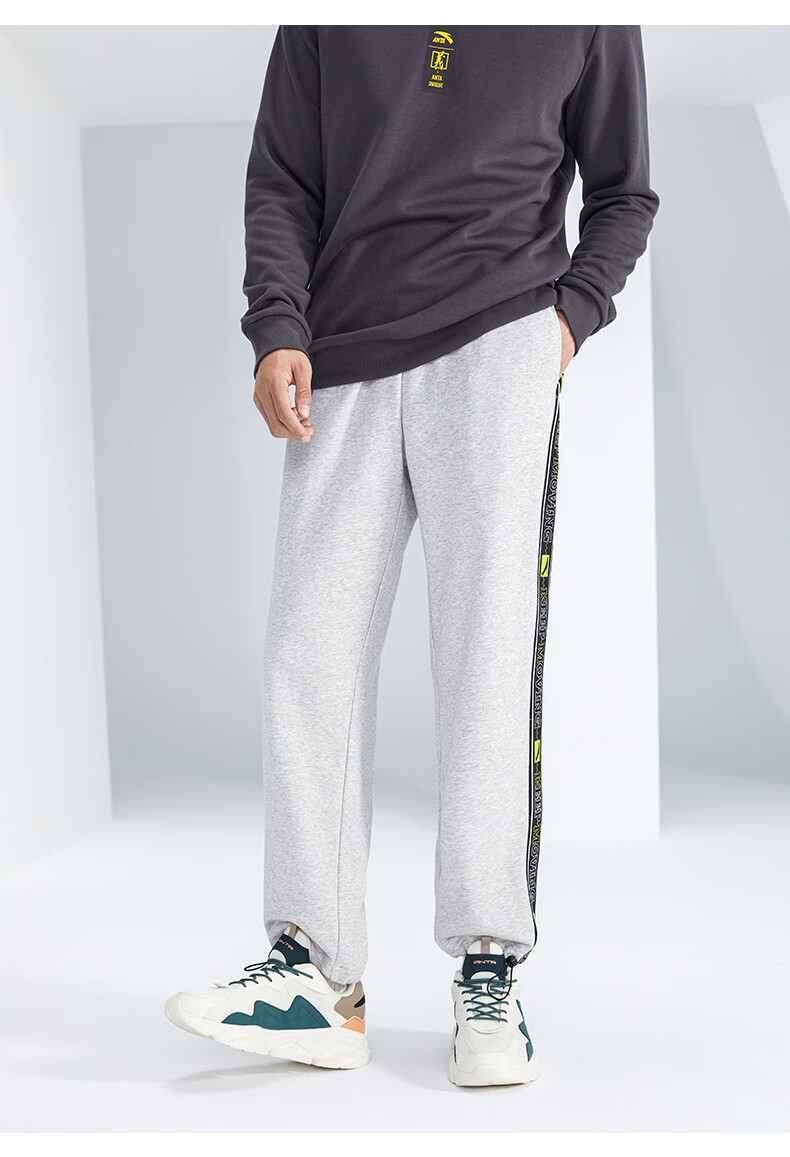 安踏运动裤男士潮流宽松运动长裤休闲束脚收口裤子基础黑km2xxl185