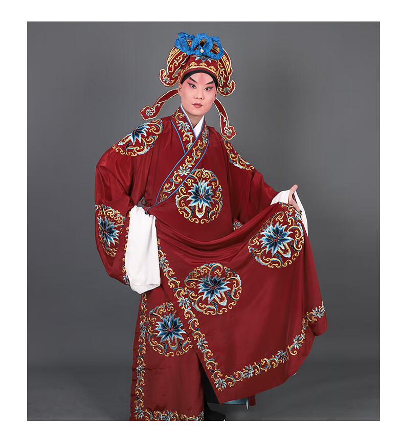 京剧服装武生戏曲戏剧衣袍戏剧演出武将将经典传统戏服团花武袍剑衣