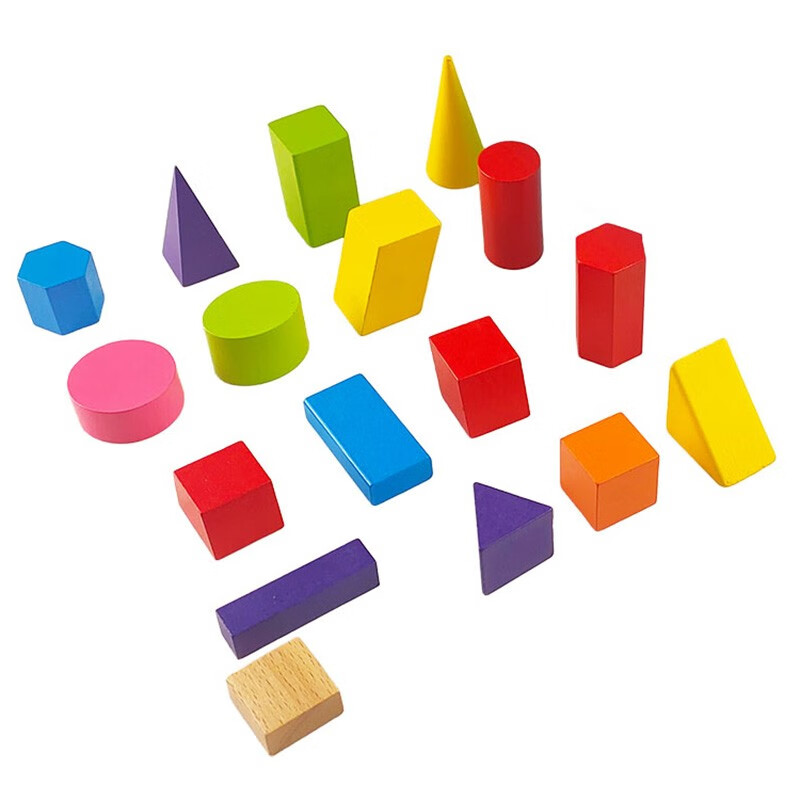 彩色几何形体模型18件套小学生数学一二年级上下册学期立体图形认知正