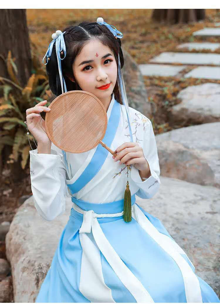 觅靓裳 马面裙改良汉服女秋中国风襦裙学生cos古风套装汉元素交叉领