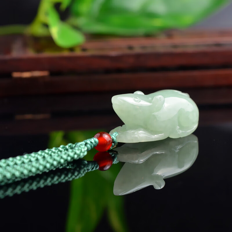 金玉兰香天然a货翡翠老鼠挂坠十二生肖立体玉鼠吊坠玉老鼠挂件 生肖鼠