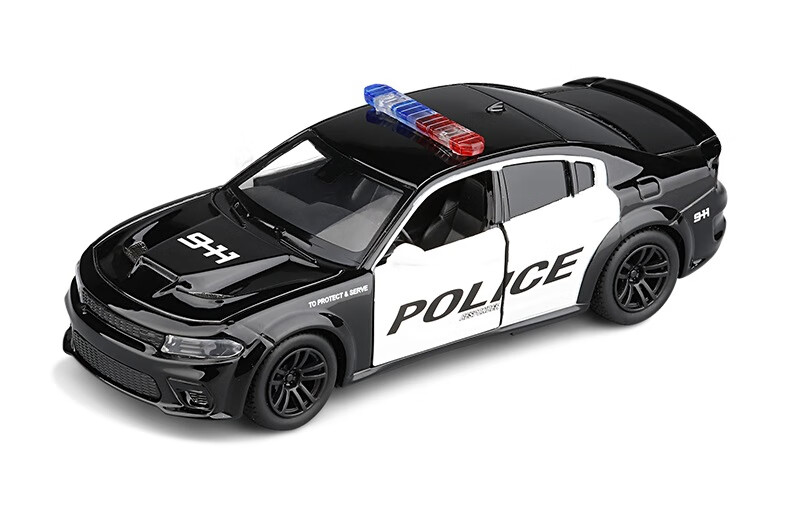 道奇杜兰戈美式警车srt猫跑车合金汽车模型回力开门儿童玩具车1:36