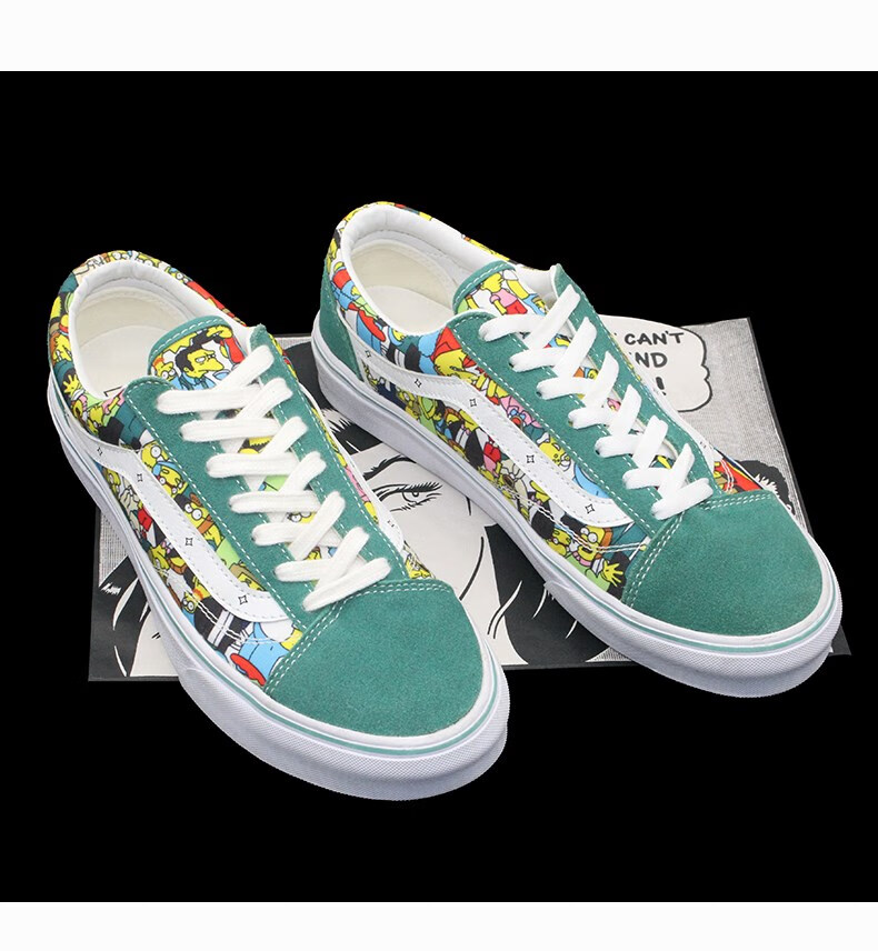 vans范斯官方绿色辛普森帆布鞋464748码大码男鞋百搭学生女鞋卡通板鞋