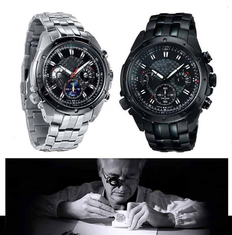 恩玺 适用于卡西欧精钢手表带红牛限量版ef-550d弧口edifice金属系列