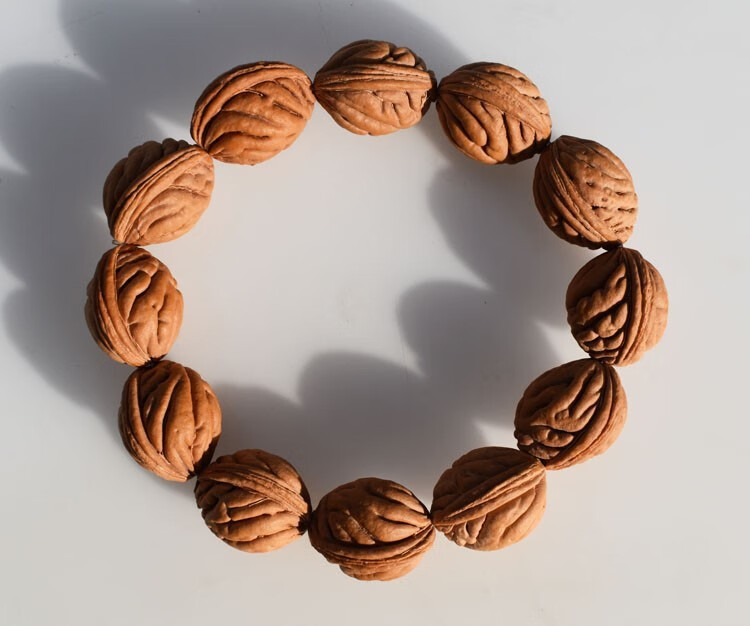 萃镶楼野生秦岭龙纹桃核核桃金刚原籽男女单圈文玩佛珠手串18mm情人节