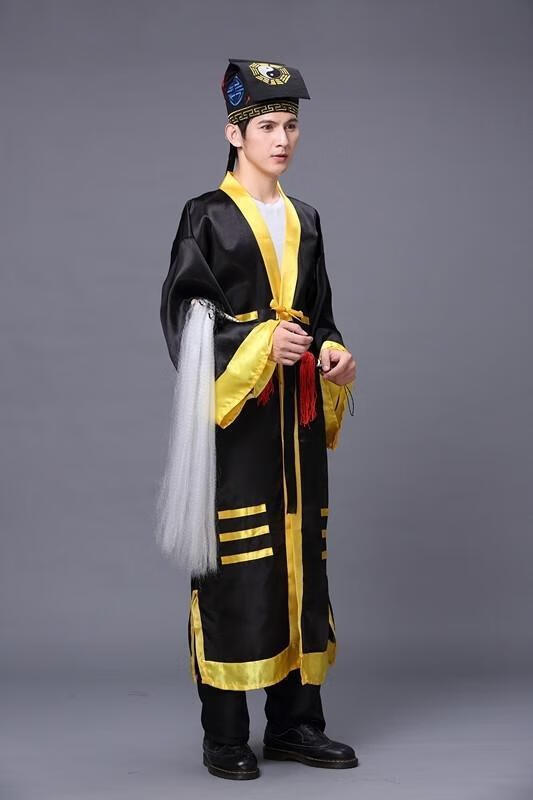 道士服装道教法器用品道服法衣道袍太极八卦衣八卦经衣黄林正英 黑色