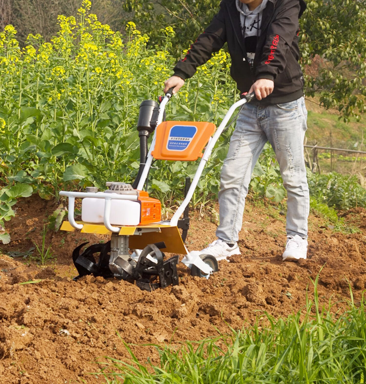 多瑙梦微耕机犁田翻土旋耕机开荒汽油多功能农用小型耕田锄草开沟松土