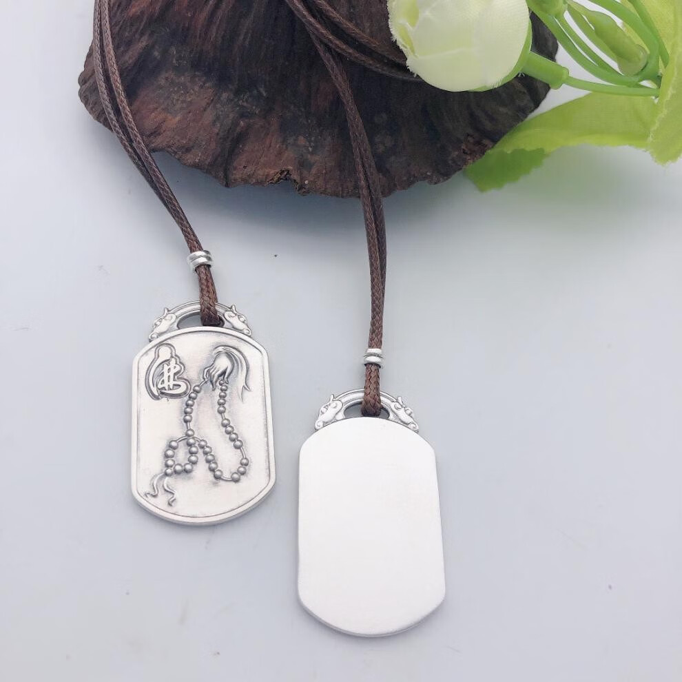 老凤凰同款银仿古吊牌简约时尚无事牌吊坠可刻字送礼品款式一13g