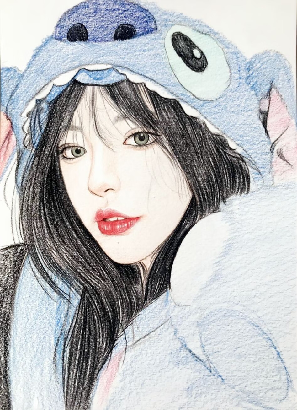 爱画画的子衿素描画像彩铅画油画代画真人照片肖像画人物转手绘画人像