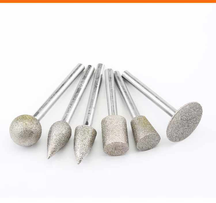 金刚砂合金打磨头金刚石粗砂6mm柄砂轮金刚翡翠磨头磨棒磨针尖头粗砂