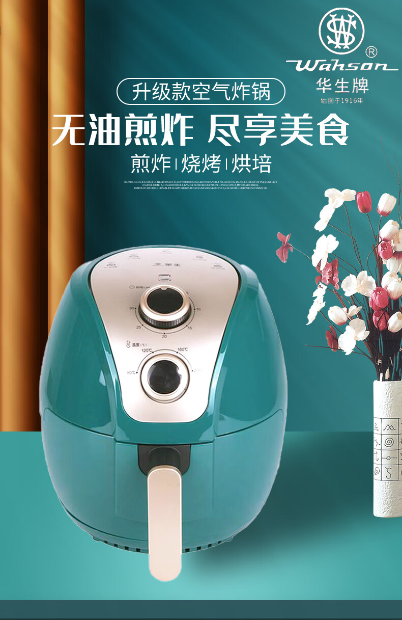华生空气炸锅4升5升大容量家用无油脂炸薯条电炸锅浅绿色5升