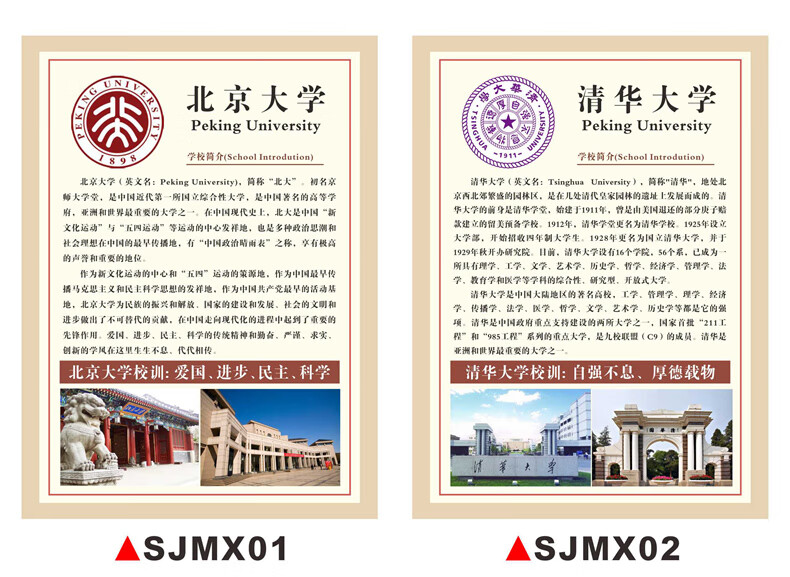 世界名校中国十大名校校训海报大学简介校园文化布置墙贴贴纸世界名校