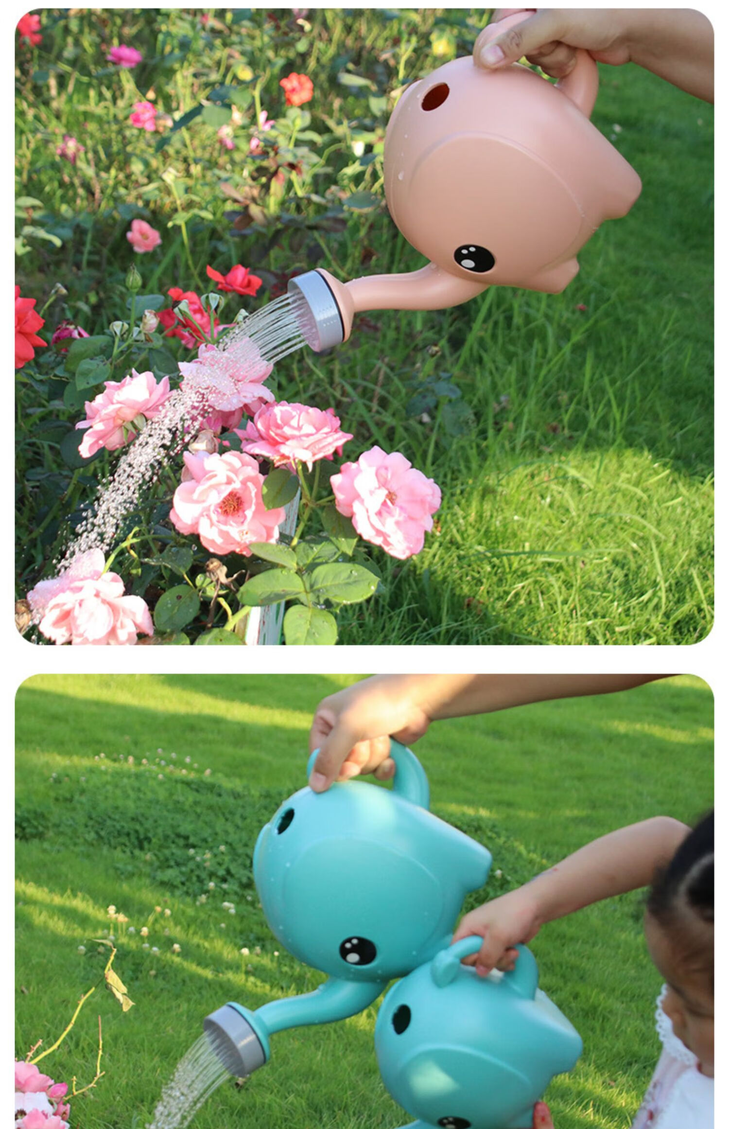 睿格达加厚洒水壶家用可爱儿童浇水壶园艺塑料浇水器绿色浇花喷壶花洒