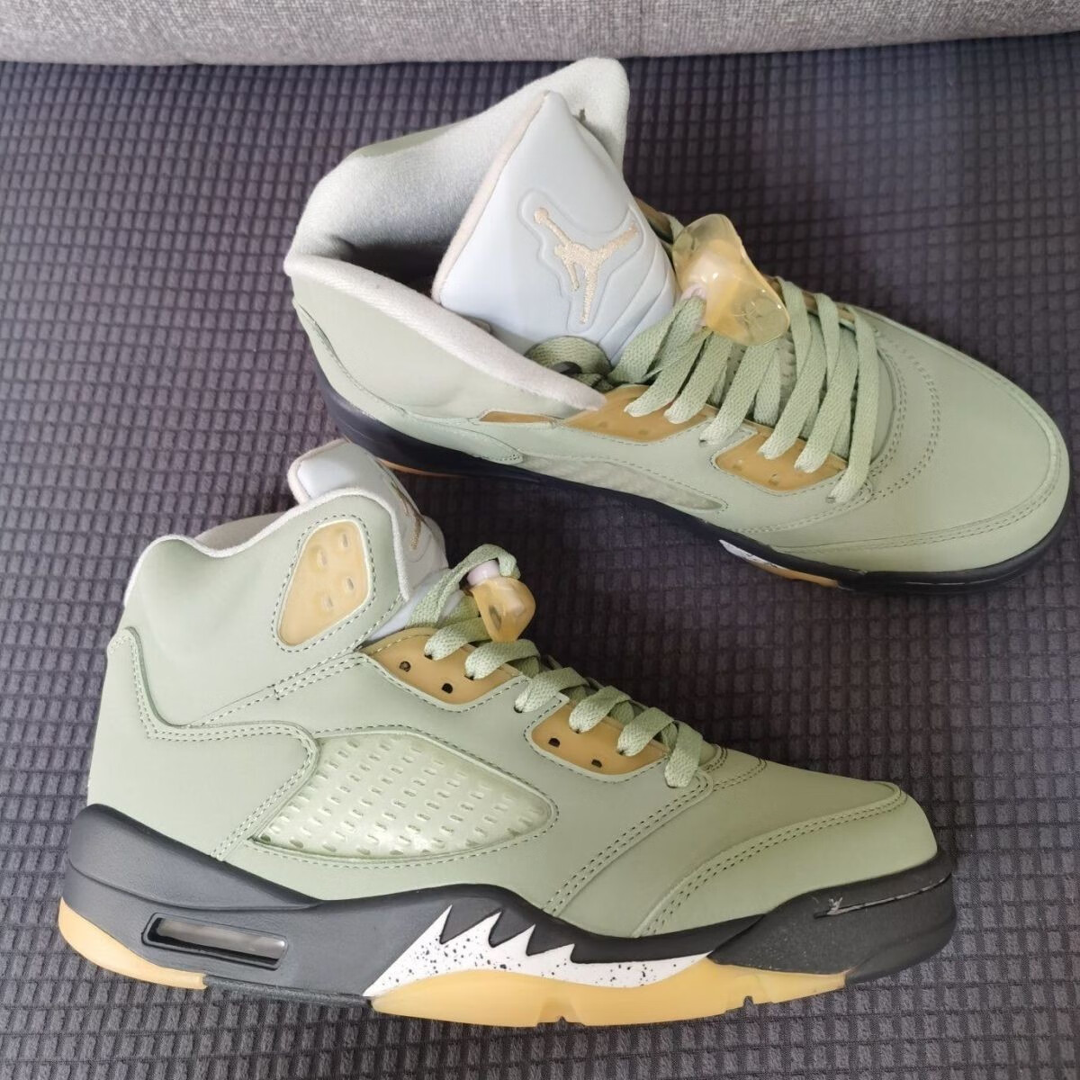 aj男女鞋air乔5aj5抹茶绿高帮休闲百搭运动实战气垫篮球鞋dc750-300dc