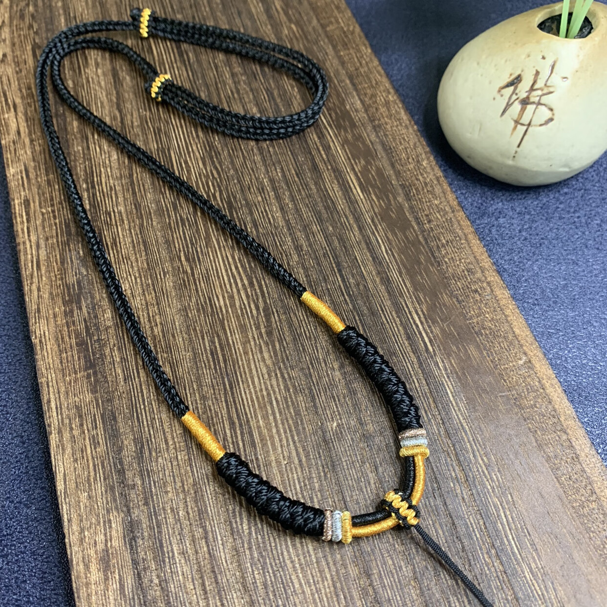 手工编绳高货手工绳吊坠挂绳编织八股编项链绳子翡翠金刚结挂绳 黑色