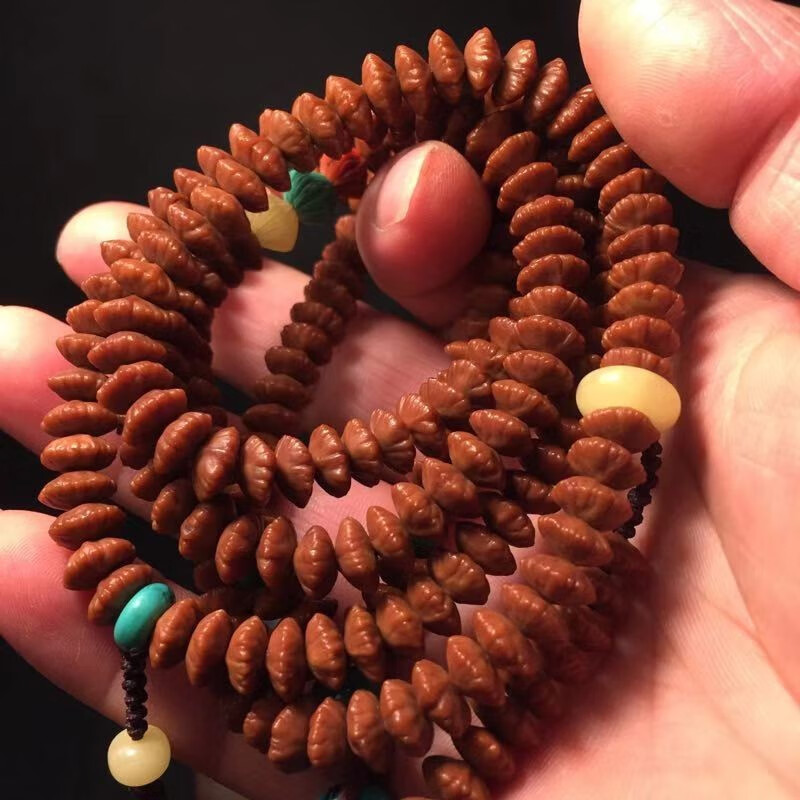 微韵 九华山金叶莲花菩提子菩提出品平肉桩飞碟型佛珠手串念 高端平肉