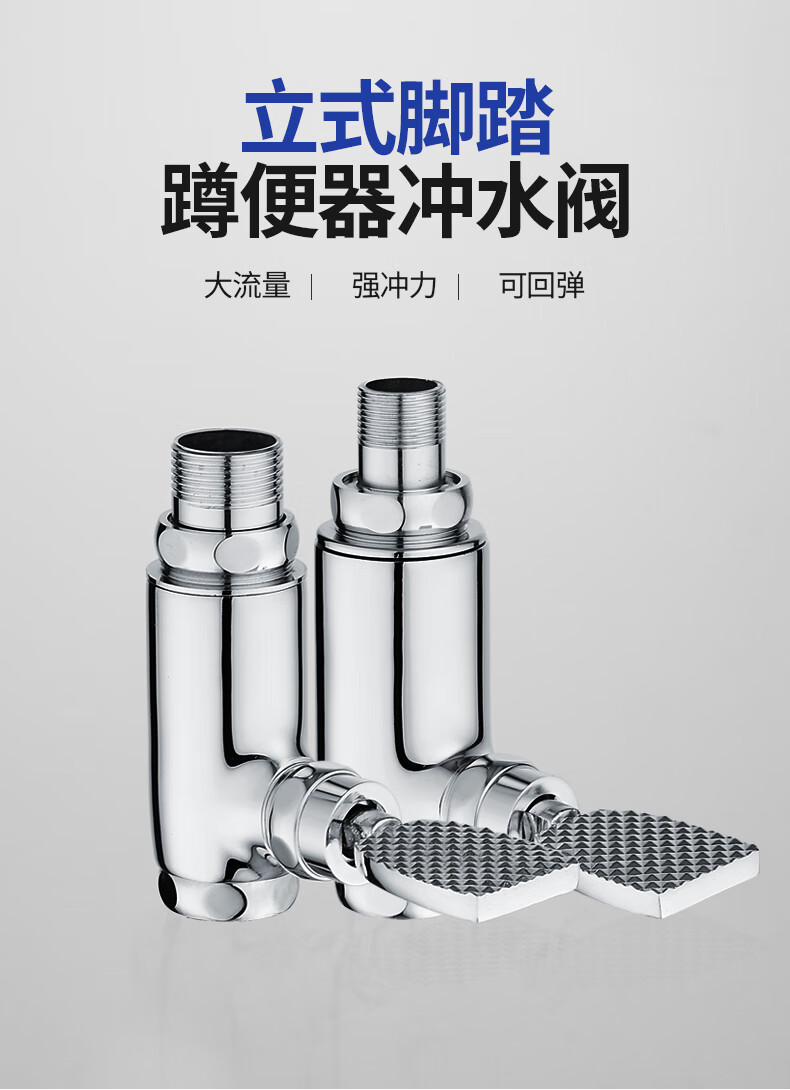 圣雪全铜蹲便器冲水阀立式脚踏冲洗阀卫生间大便蹲坑脚踩延时阀立式