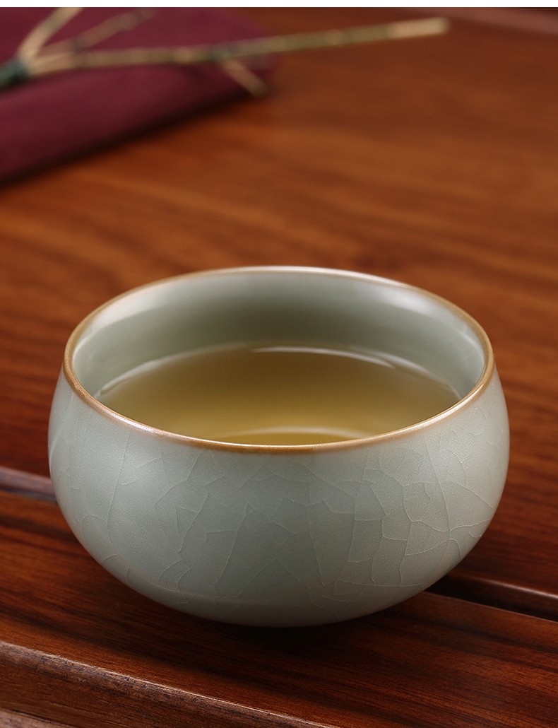 分寸汝窑茶杯主人杯景德镇陶瓷单杯功夫茶具泡茶杯开片可养品茗杯分寸