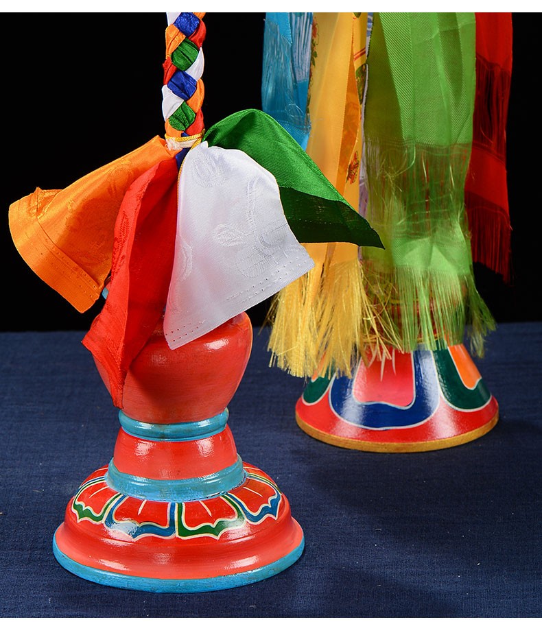 艺巅吉彩 财神幡手工编织五色哈达吉祥幡 吉祥幡【b款 大号底座】