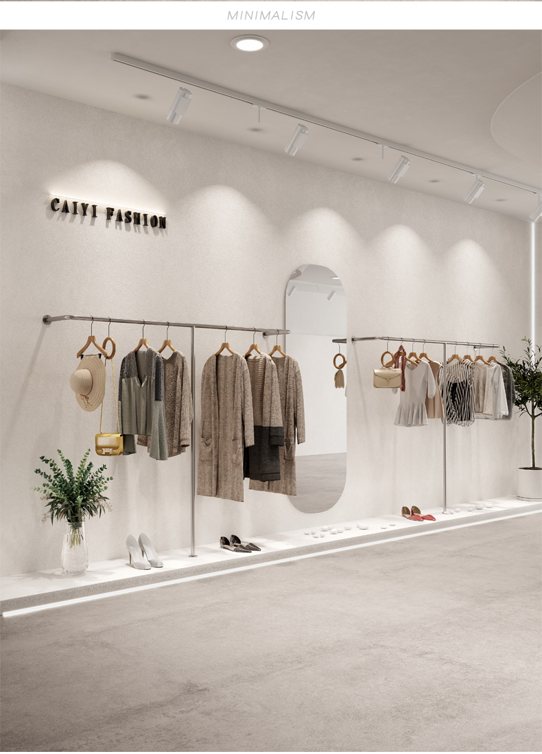 雷动货架子服装店展示架陈列道具童装女装店货架展示架上墙不锈钢挂