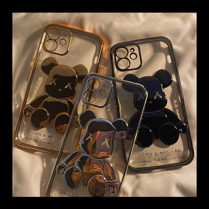 壳绘创电镀立体暴力熊iphone1312苹果11promax情侣xsxr透明7p8plus软