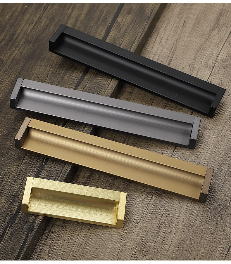 嵌入式柜门橱柜抽屉榻榻米金色开槽衣柜门把手153总长800拍下备注颜色