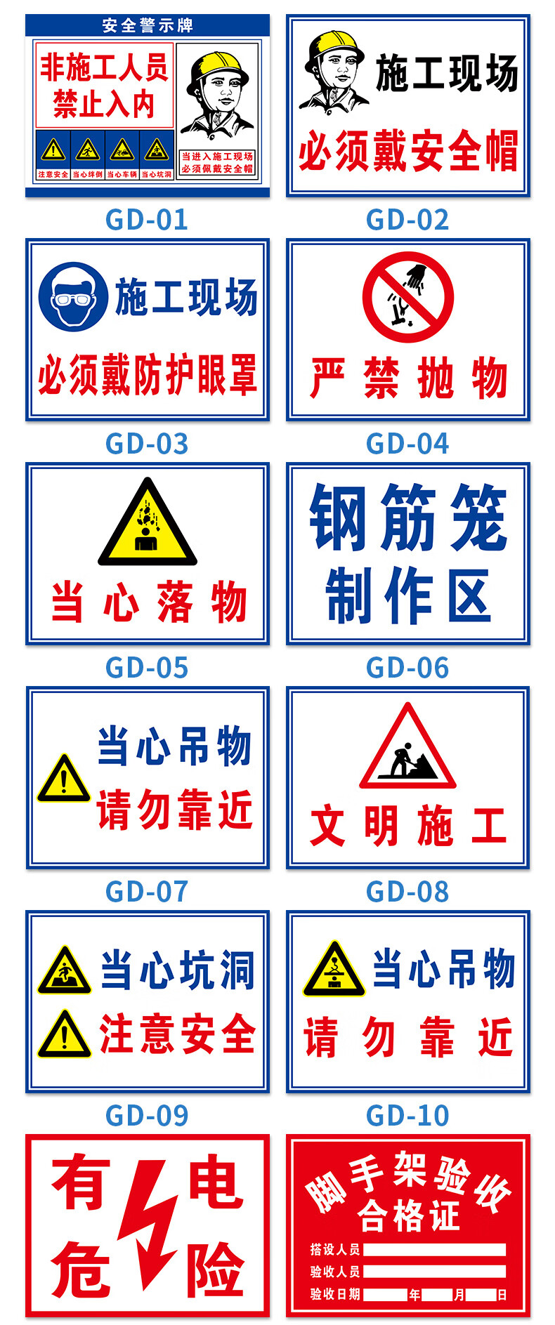 工地安全标识牌警示牌图片