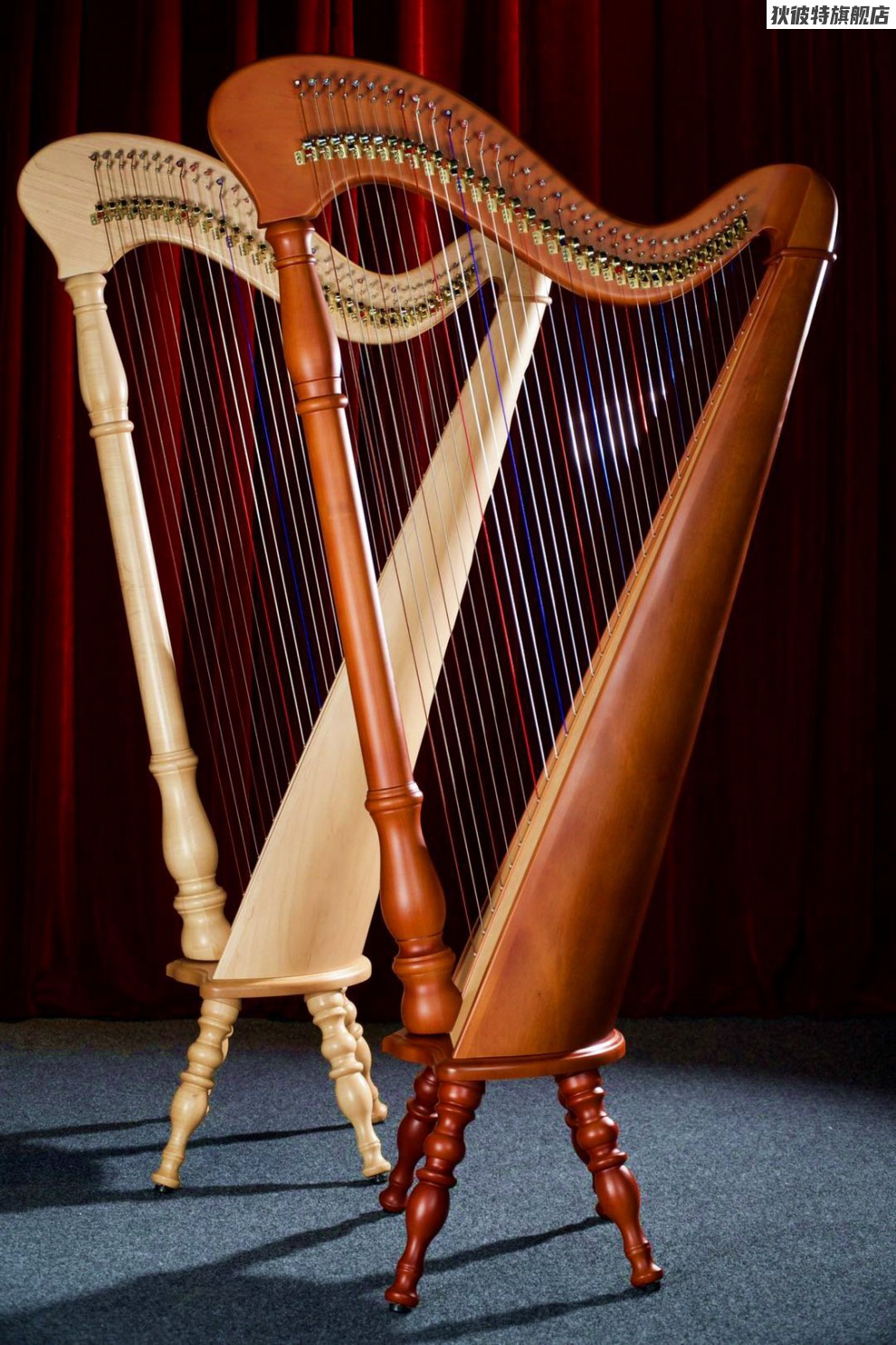 台湾kristall竖琴普及竖琴爱尔兰竖琴,专业乐器,小竖琴扮键竖琴 34弦