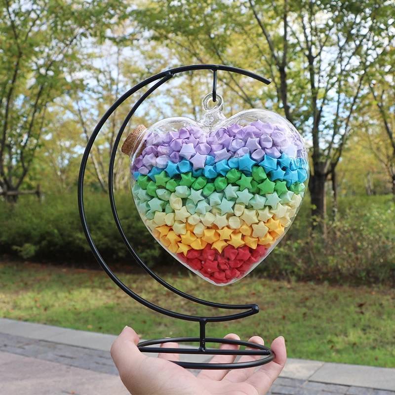 瓶装幸运星的瓶罐漂流瓶创意礼物玻璃瓶martube大号空瓶心形支架送纸