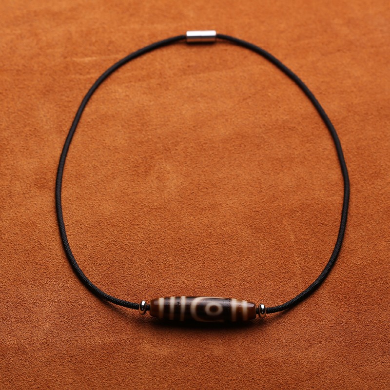 沃韵 天珠挂绳横穿竖穿挂脖锁骨项链绳子手工编织男女文玩饰品玉吊坠